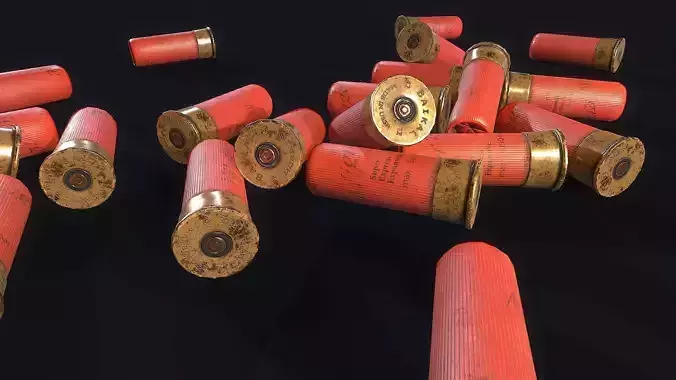 Cartridges shotgun shells Low-poly 3D model
