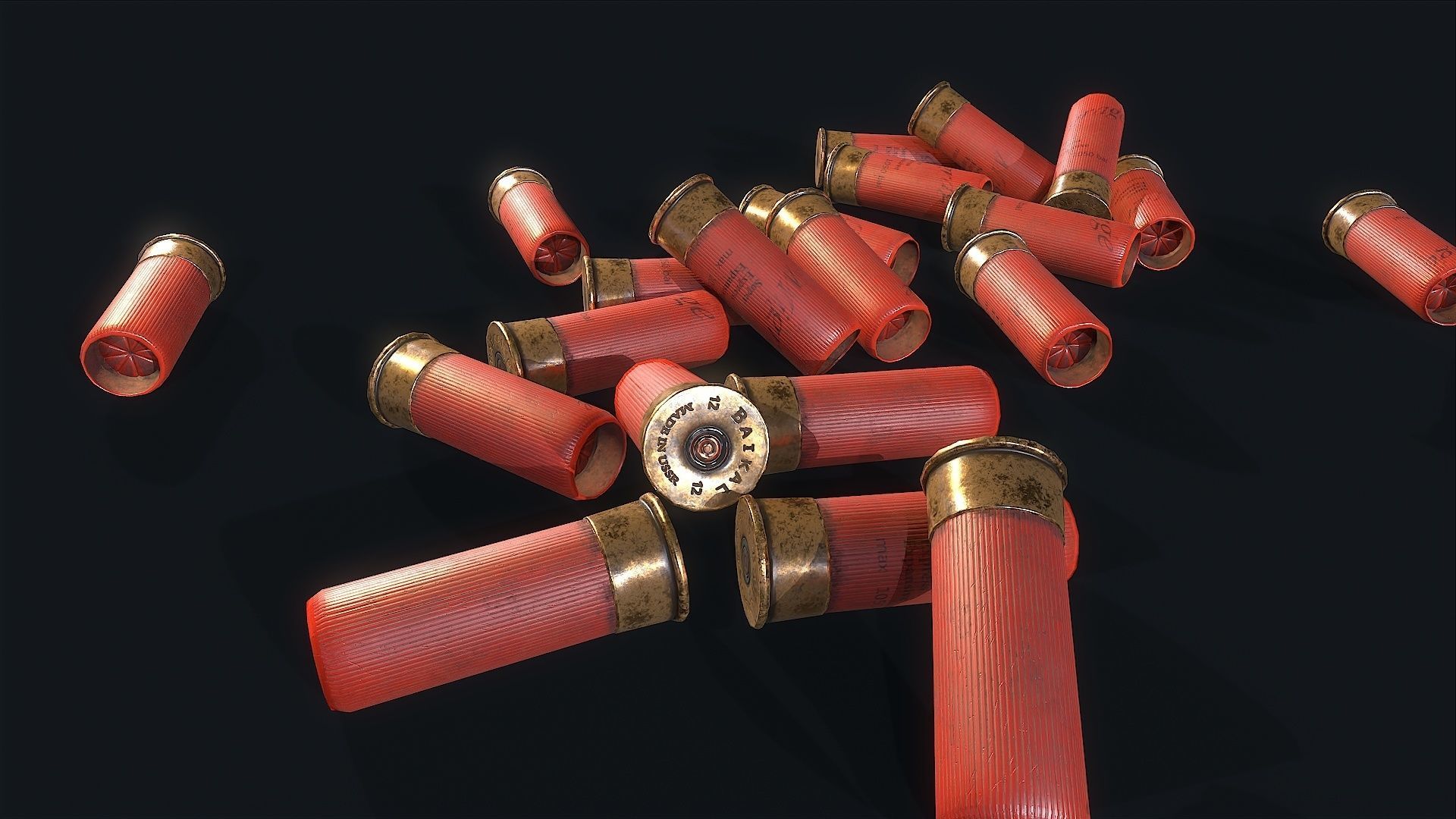 Cartridges shotgun shells Low-poly 3D model_4