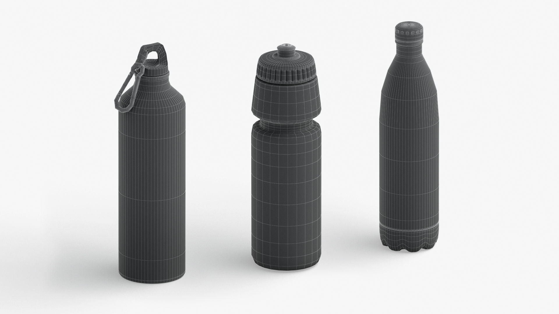 Water Sport Bottle - aluminum and plastic botle set Low-poly 3D model_6