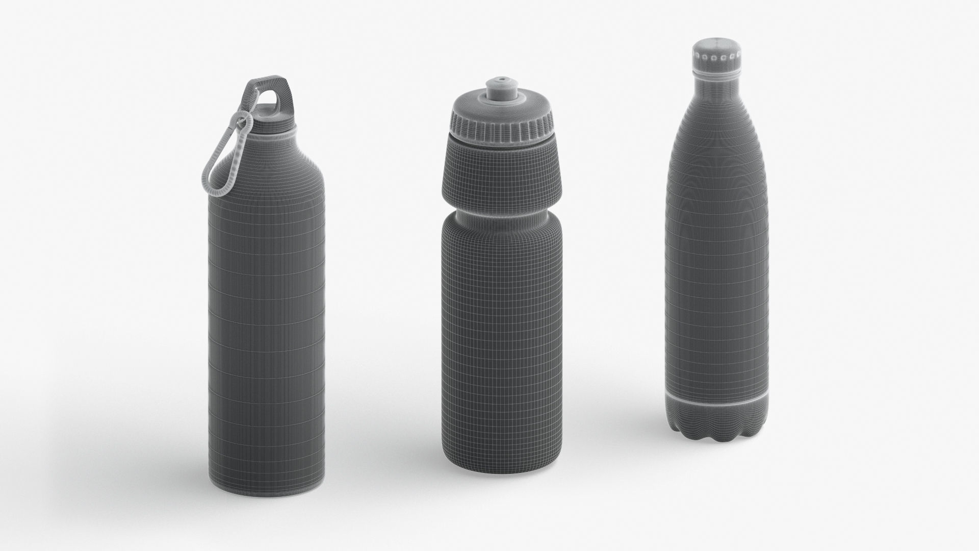 Water Sport Bottle - aluminum and plastic botle set Low-poly 3D model_8