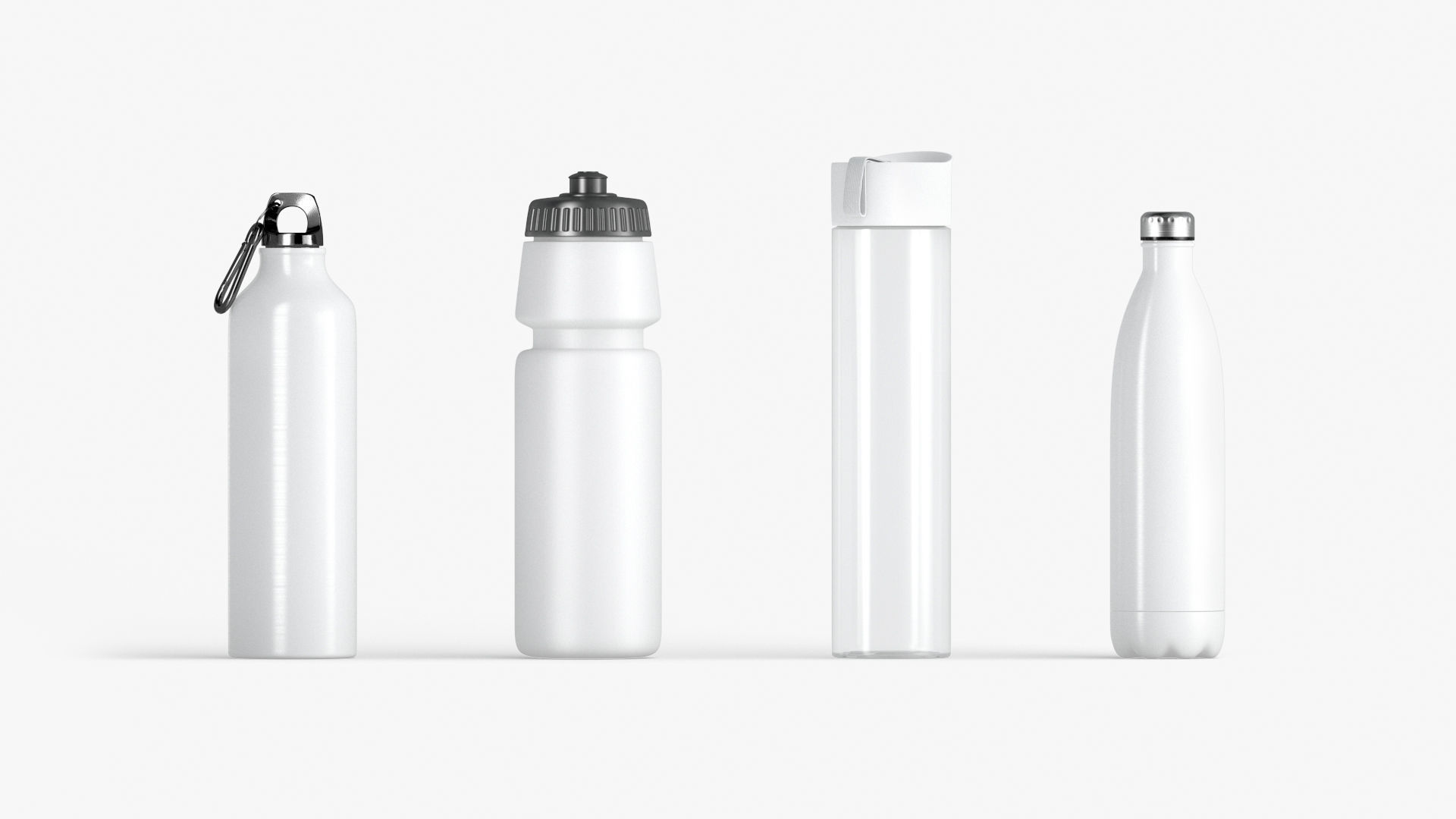 Water Sport Bottle - aluminum and plastic botle set Low-poly 3D model_1