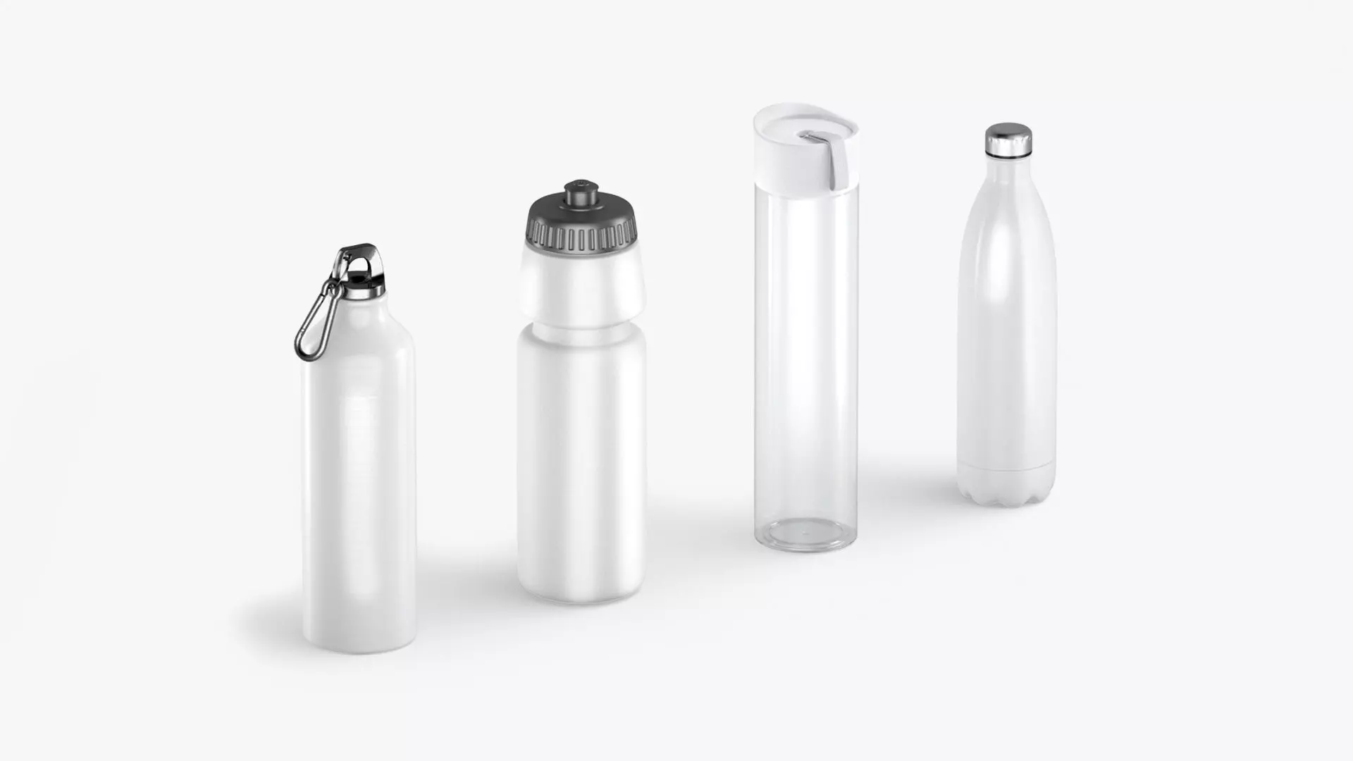 Water Sport Bottle - aluminum and plastic botle set Low-poly 3D model_0