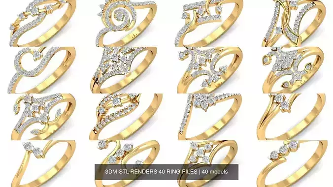 3DM-STL-RENDERS 40 RING FILES 3D Model Collection