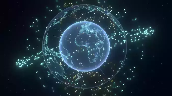Animated Hologram Planet Earth No 6 Sci-Fi 3D Model Low-poly 3D model