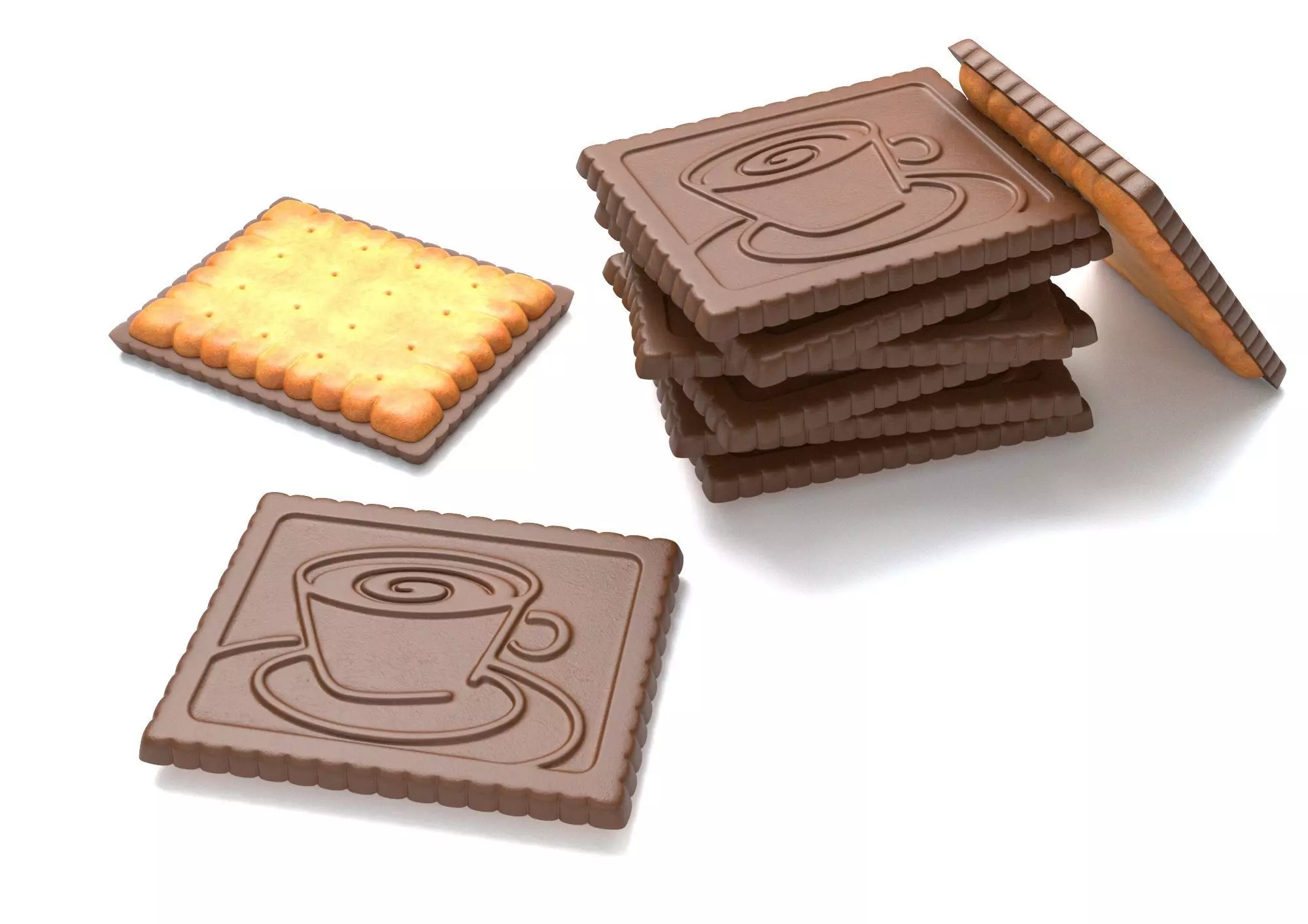 Butter Biscuit with Chocolate 3D model_0