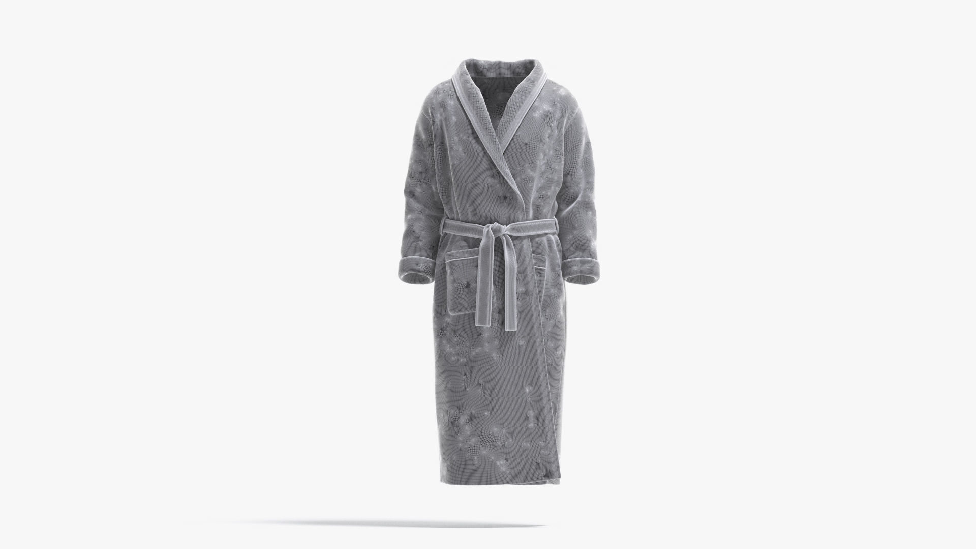 White Hotel Bathrobe - fabric spa bath robe Low-poly 3D model_8