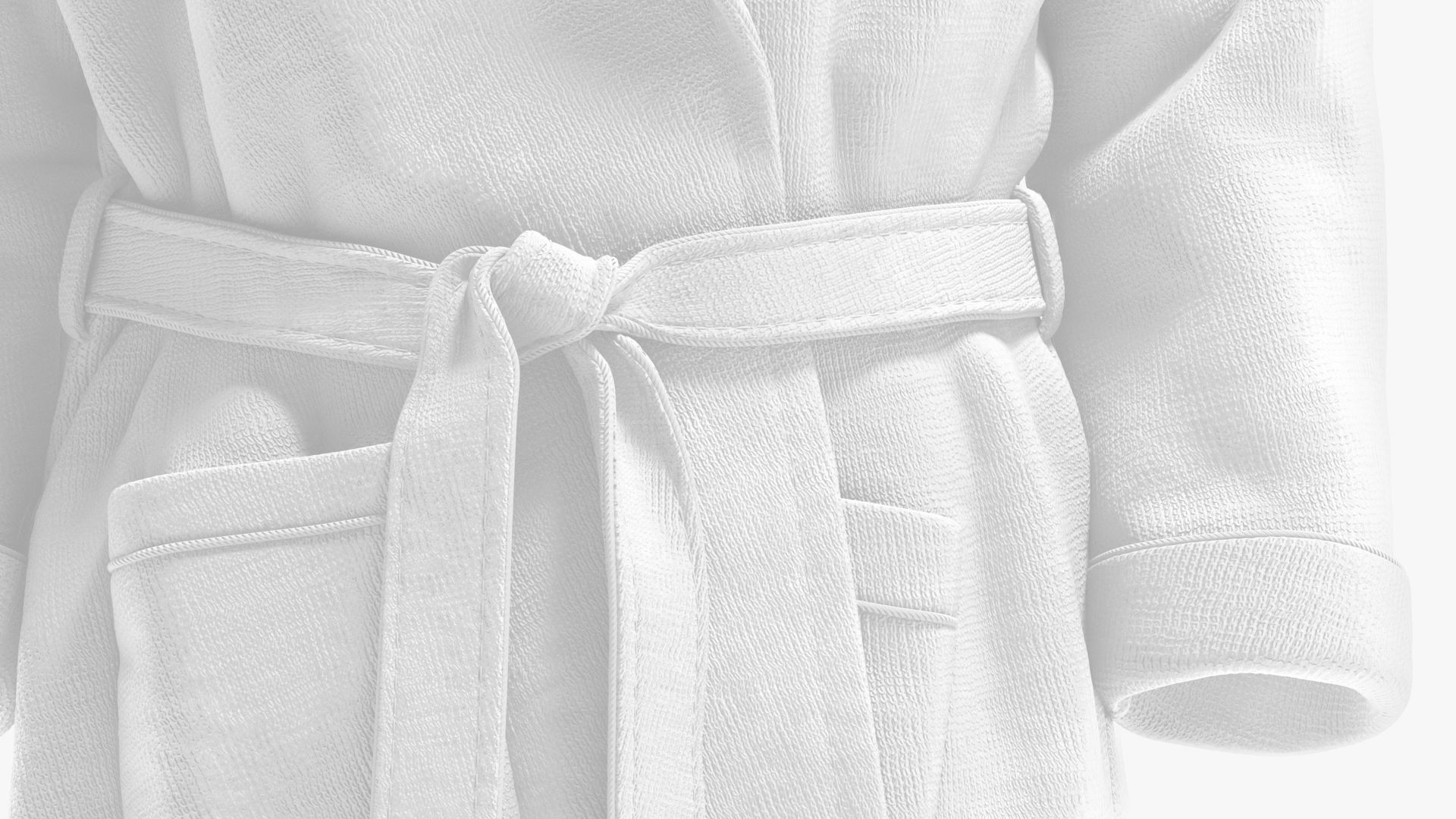 White Hotel Bathrobe - fabric spa bath robe Low-poly 3D model_4