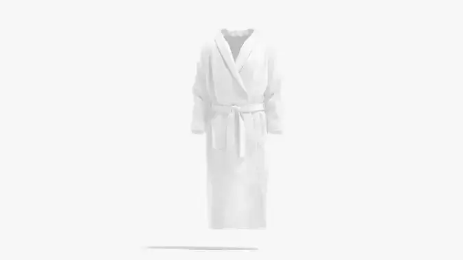 White Hotel Bathrobe - fabric spa bath robe Low-poly 3D model
