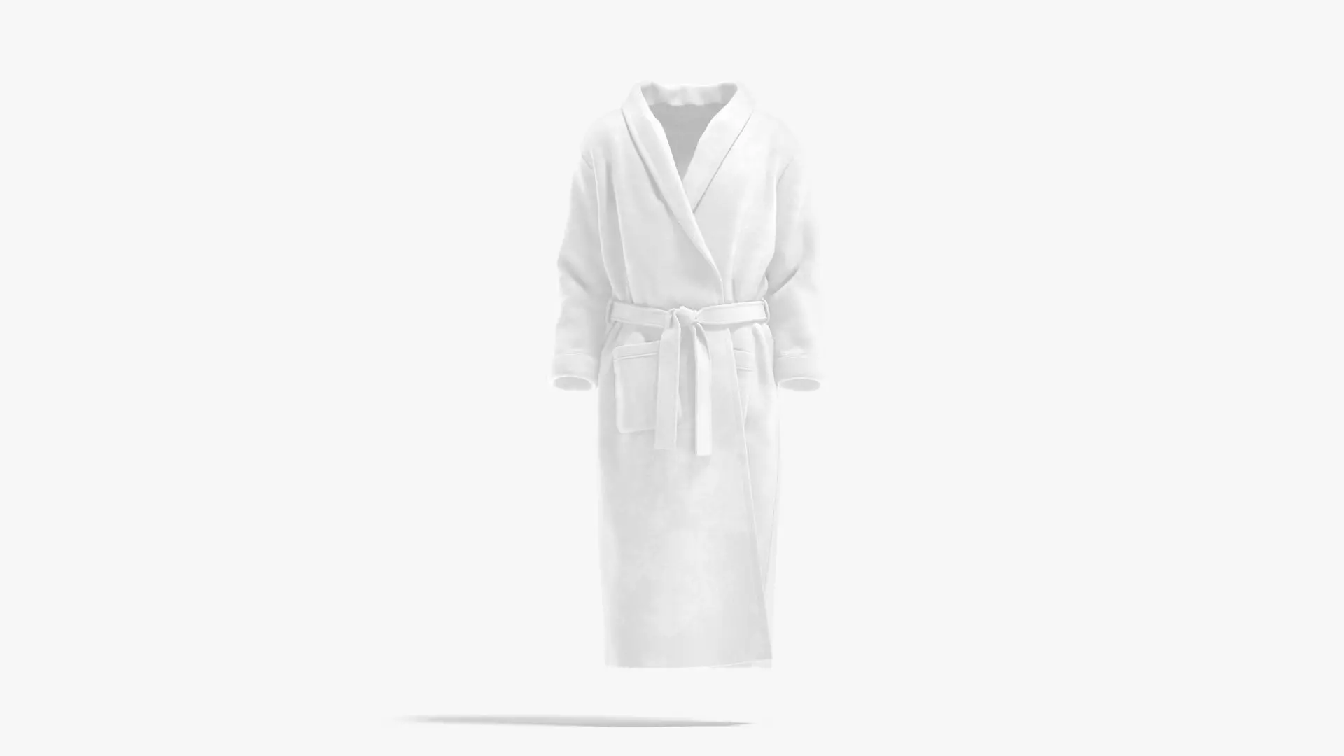 White Hotel Bathrobe - fabric spa bath robe Low-poly 3D model_0