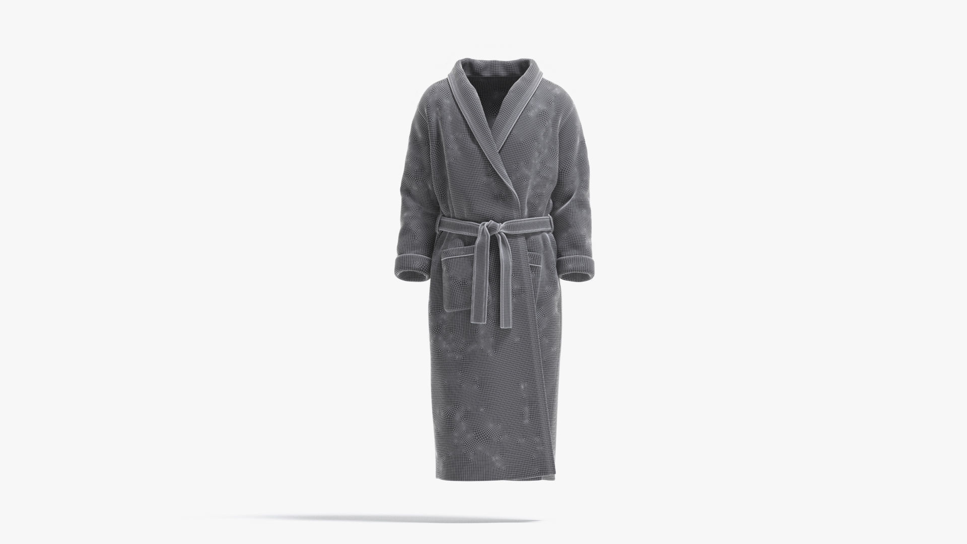 White Hotel Bathrobe - fabric spa bath robe Low-poly 3D model_7