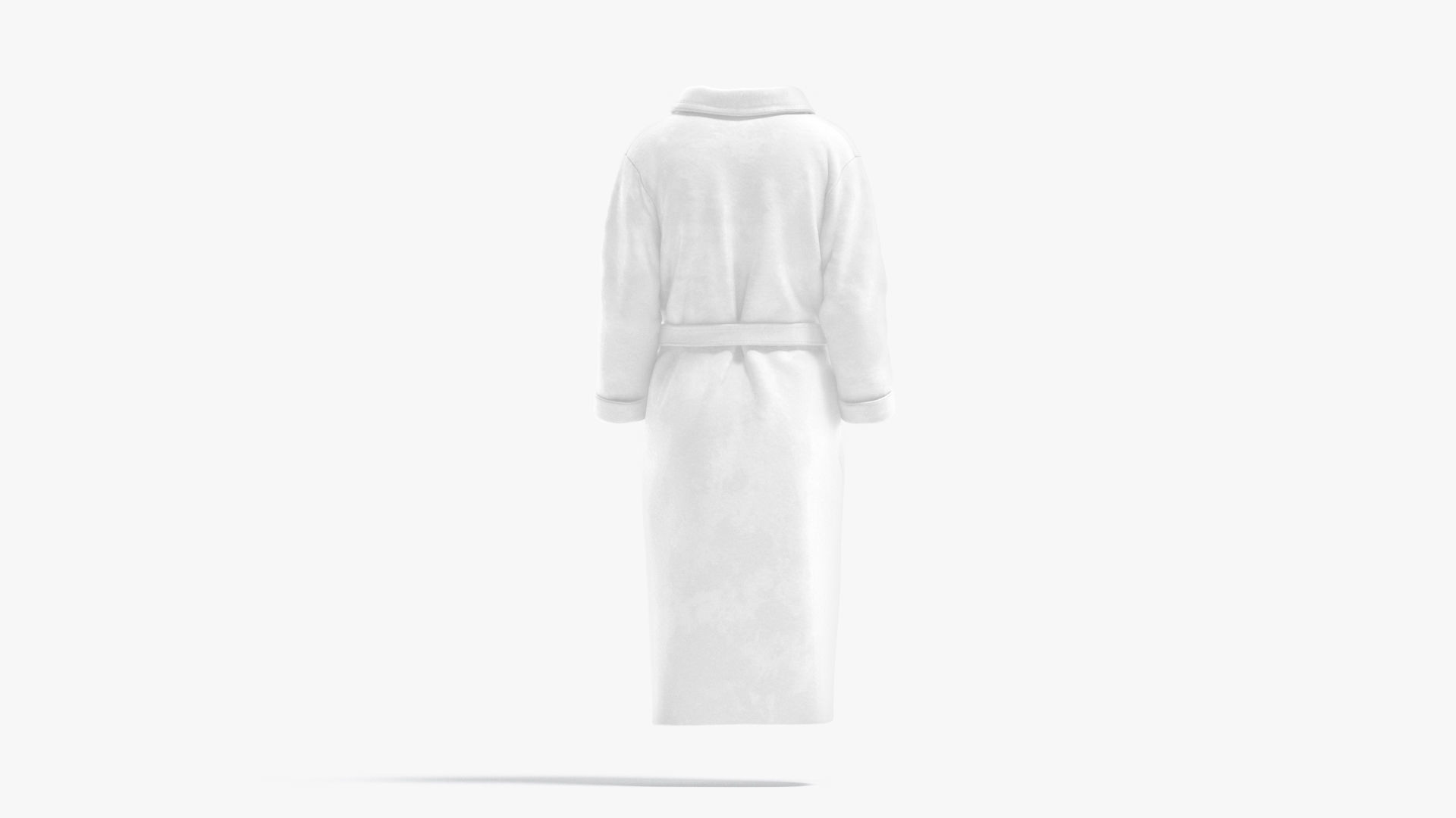 White Hotel Bathrobe - fabric spa bath robe Low-poly 3D model_2