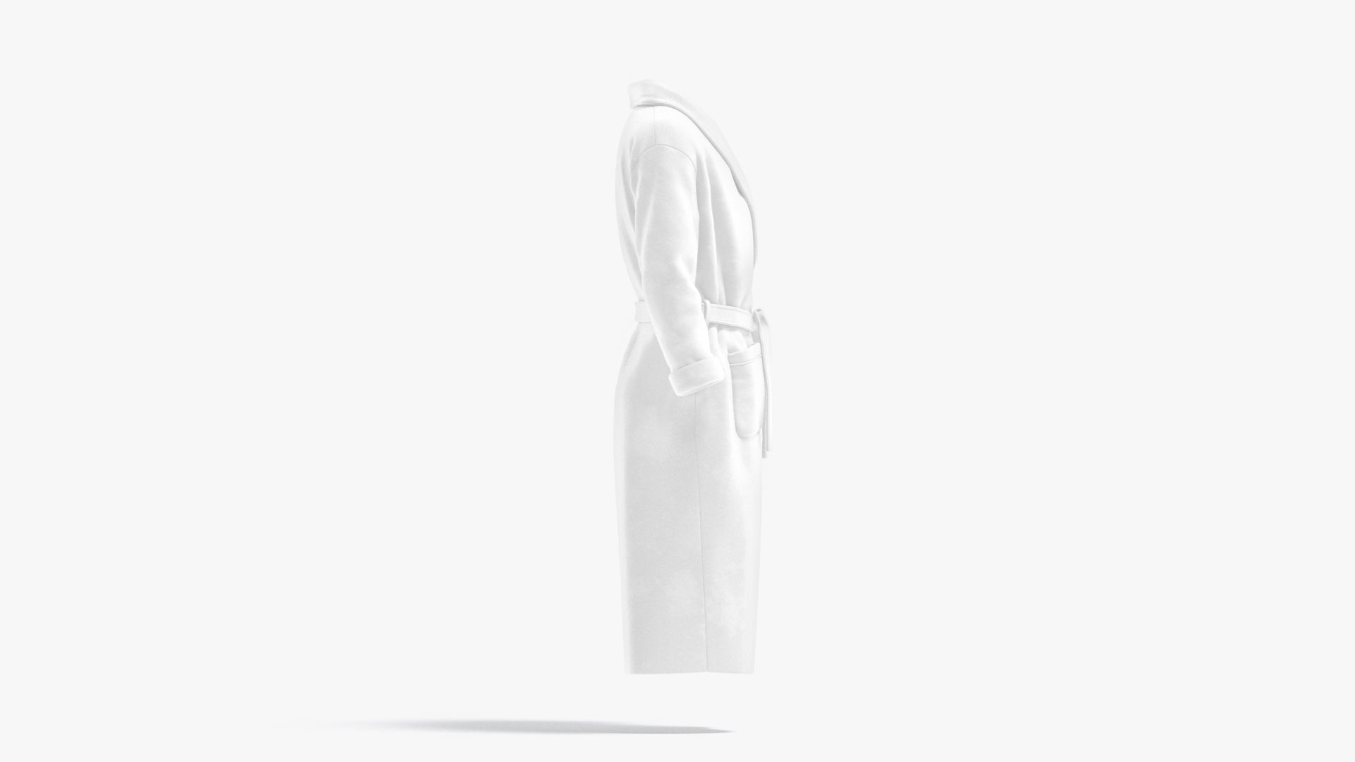 White Hotel Bathrobe - fabric spa bath robe Low-poly 3D model_1
