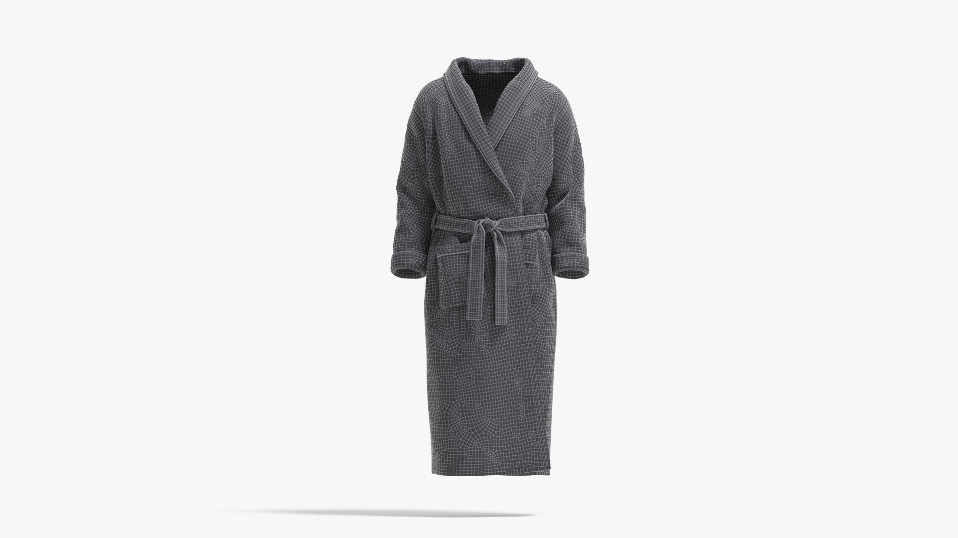 White Hotel Bathrobe - fabric spa bath robe Low-poly 3D model_6