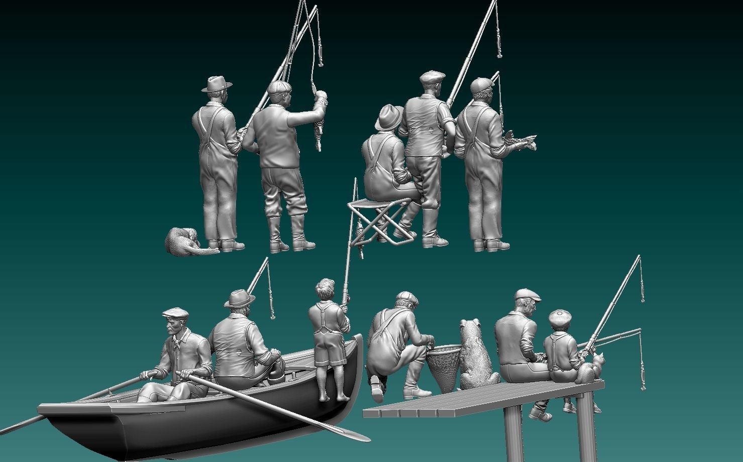 fishermen fishing men 3D print model_44
