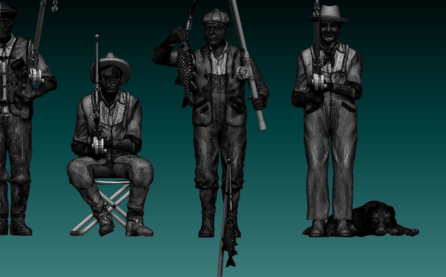 fishermen fishing men 3D print model_22