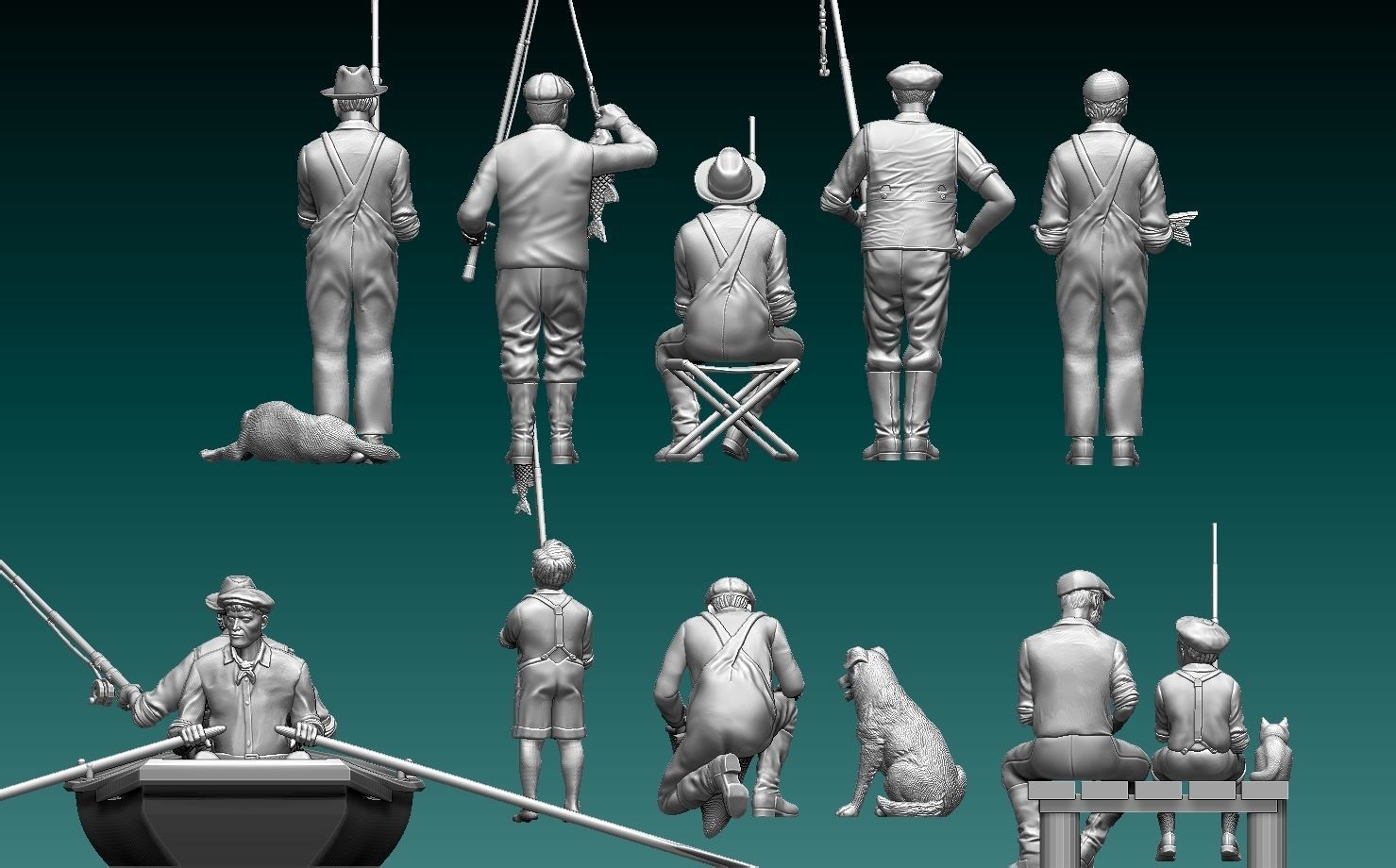 fishermen fishing men 3D print model_19
