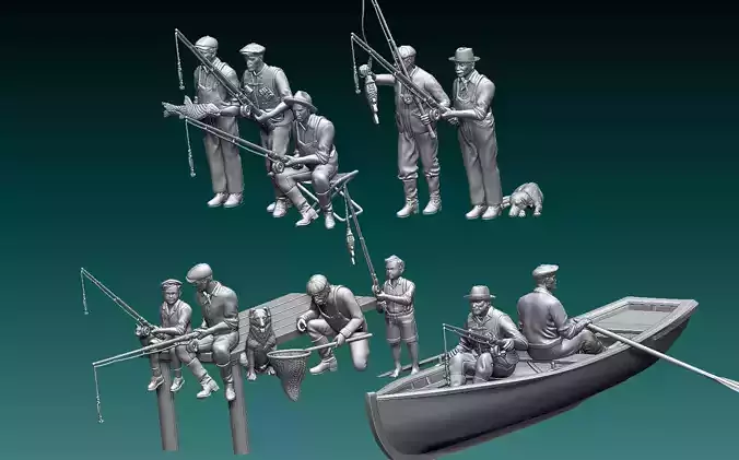 fishermen fishing men 3D print model