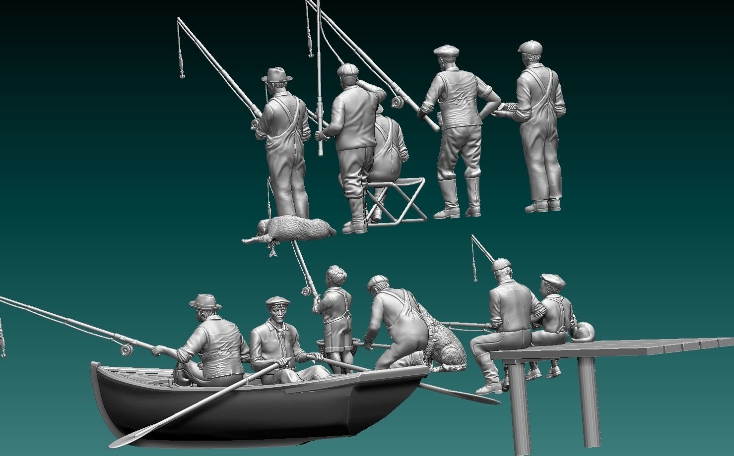 fishermen fishing men 3D print model_9