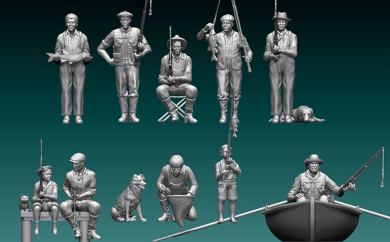 fishermen fishing men 3D print model_18