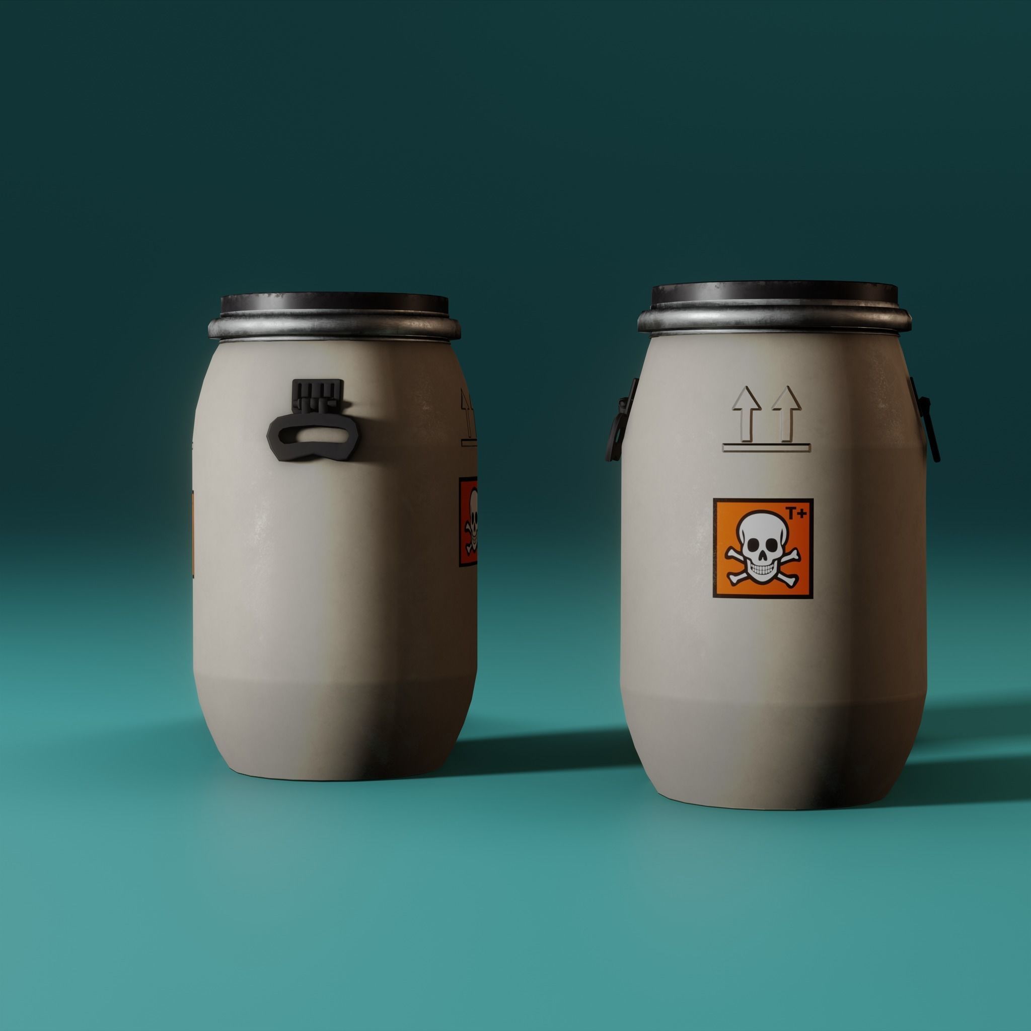 Low Poly Plastic Barrel Low-poly 3D model_8