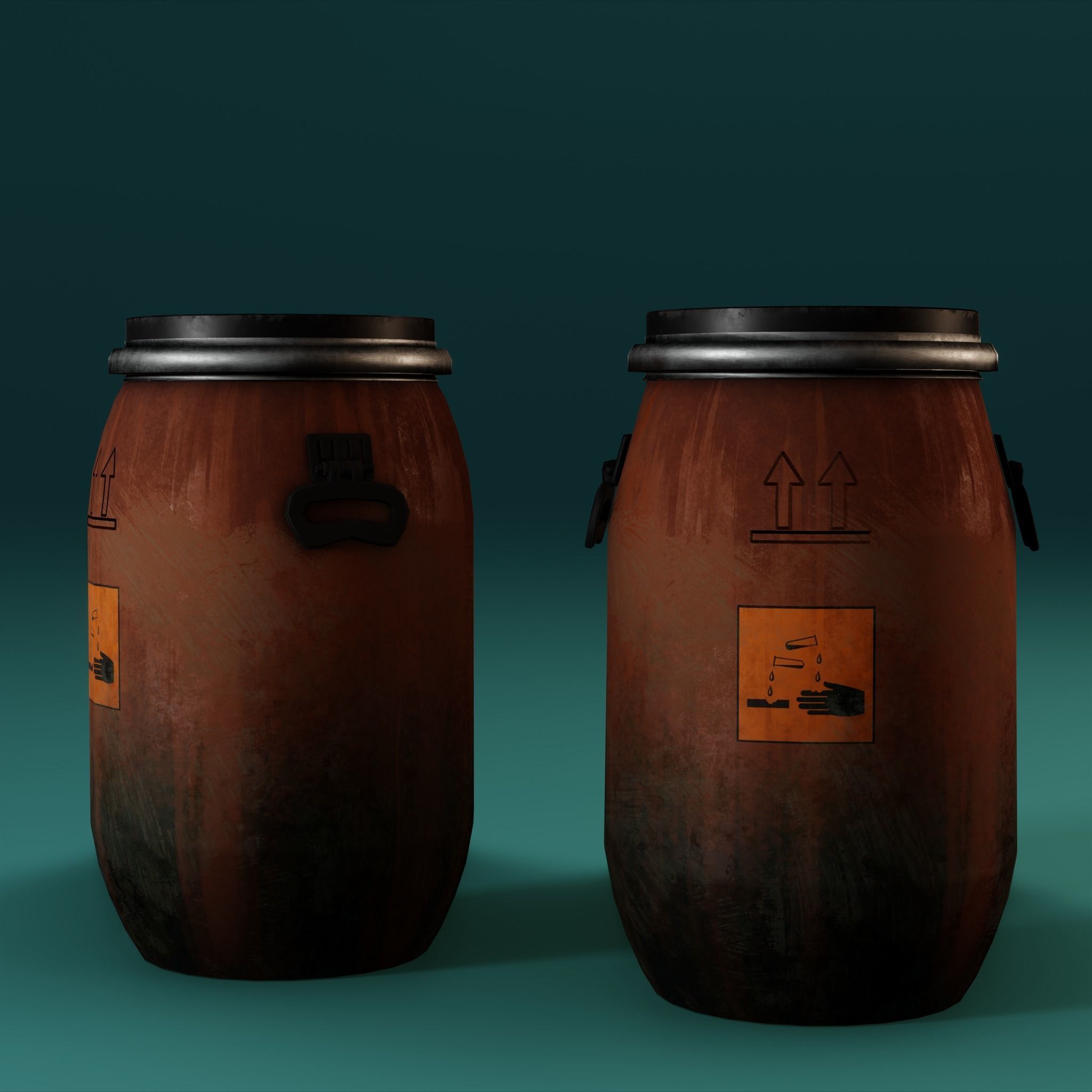 Low Poly Plastic Barrel Low-poly 3D model_11