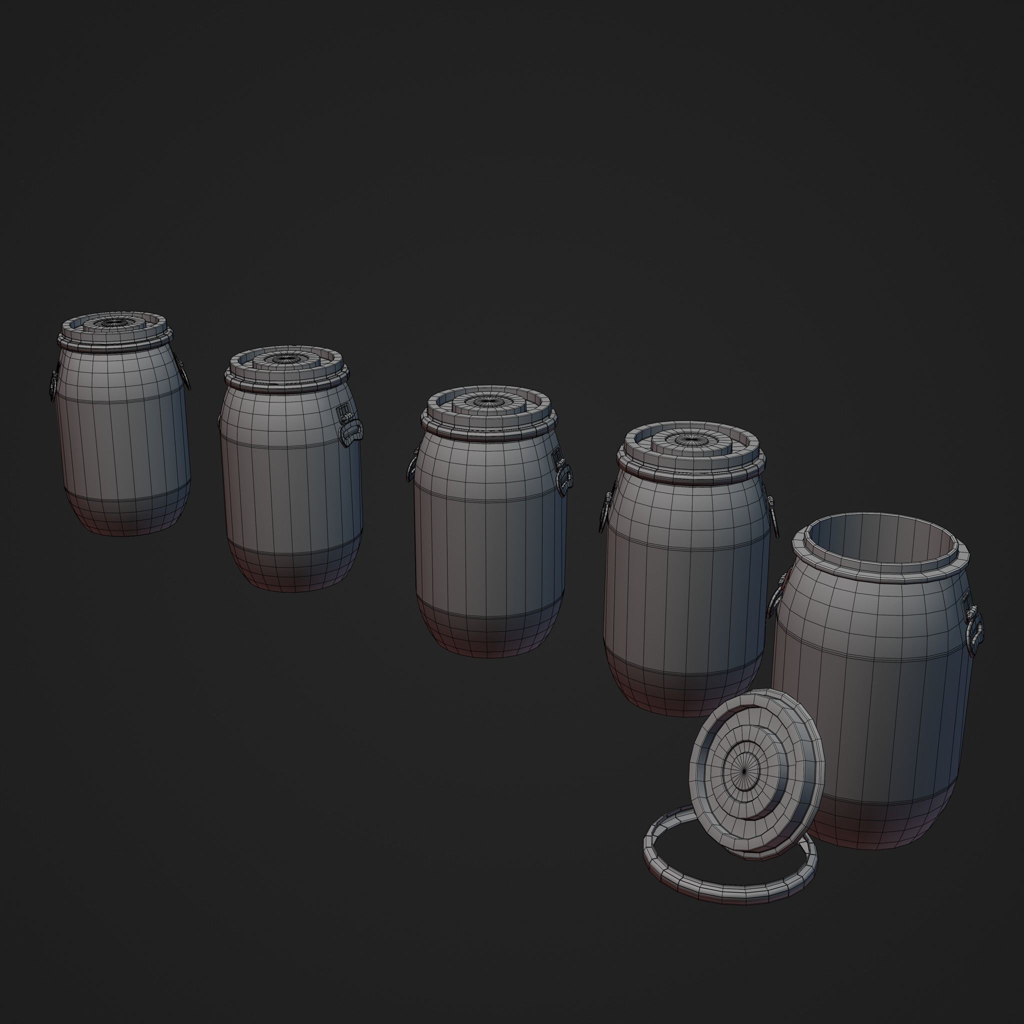 Low Poly Plastic Barrel Low-poly 3D model_3