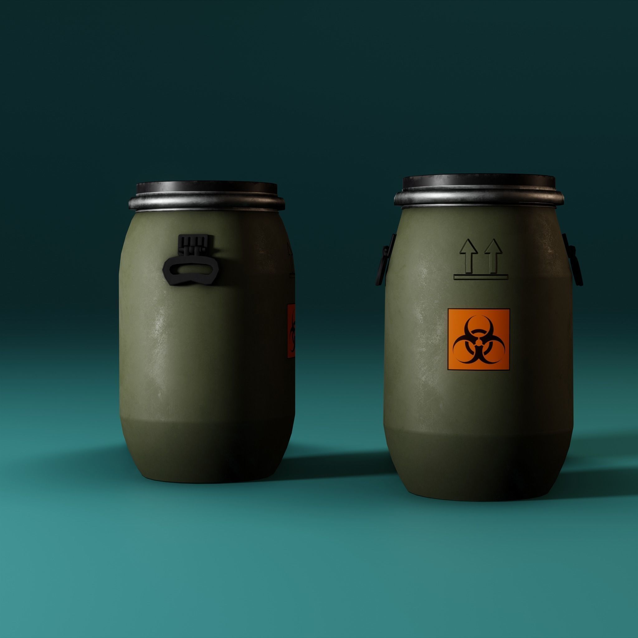 Low Poly Plastic Barrel Low-poly 3D model_5