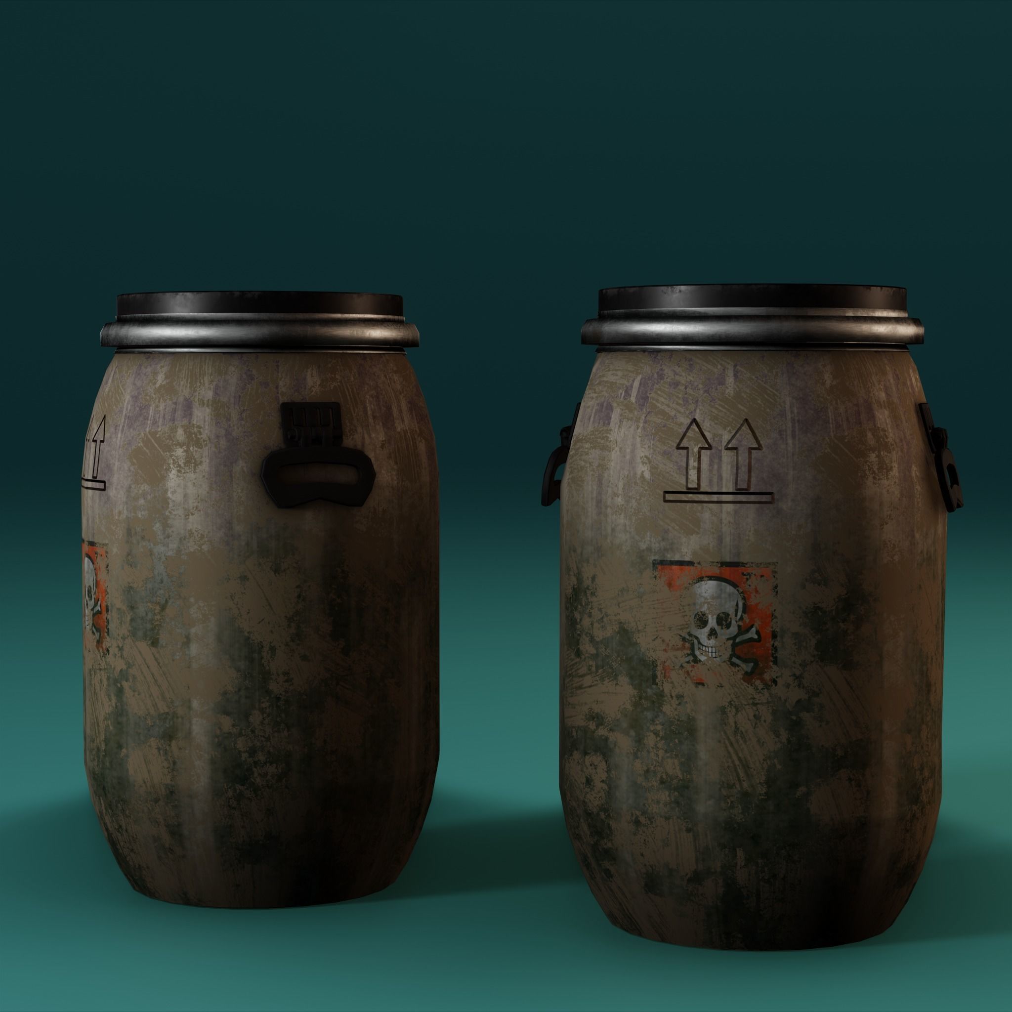 Low Poly Plastic Barrel Low-poly 3D model_13