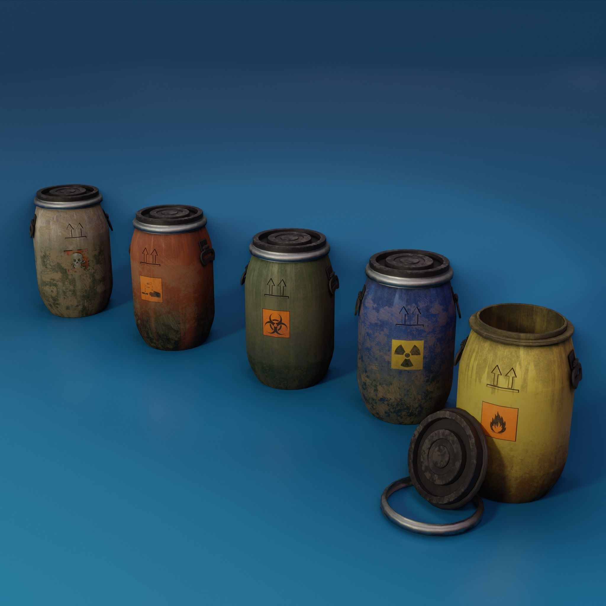 Low Poly Plastic Barrel Low-poly 3D model_2