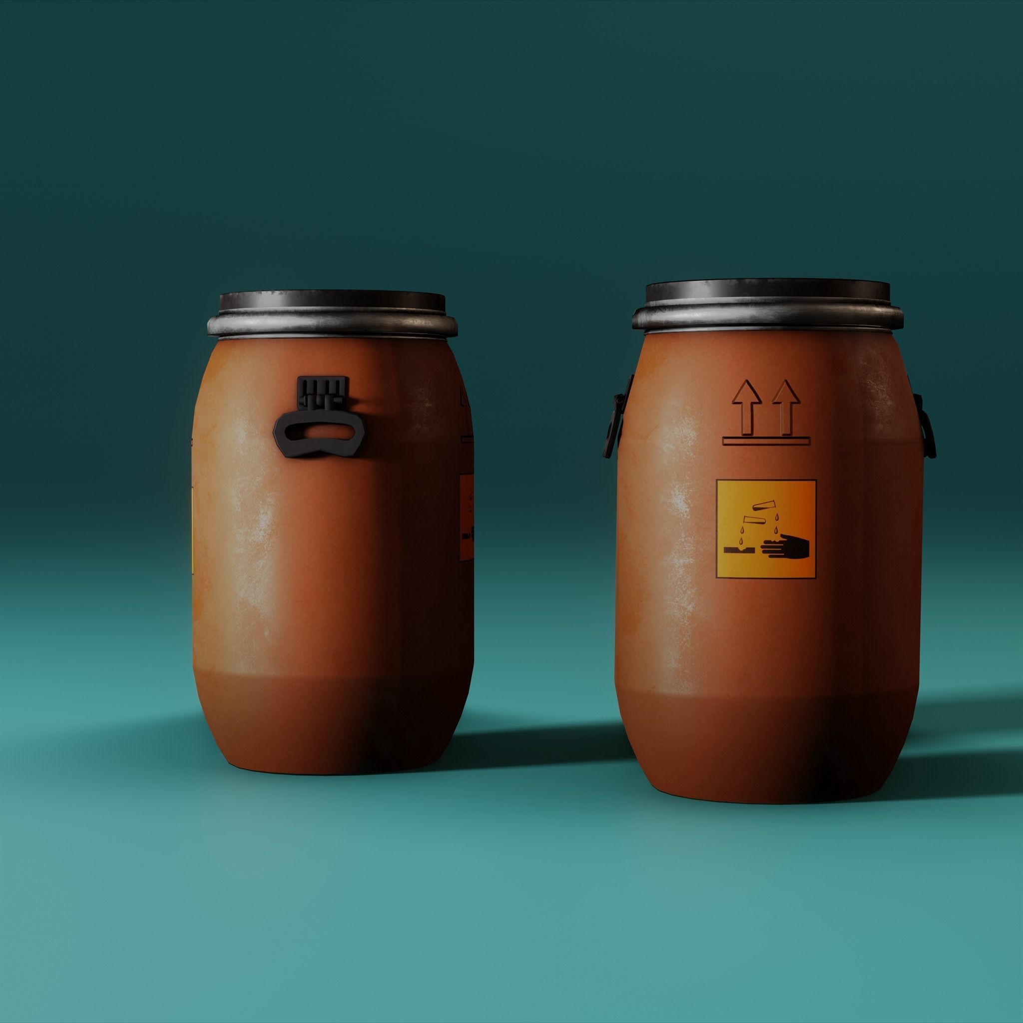 Low Poly Plastic Barrel Low-poly 3D model_6