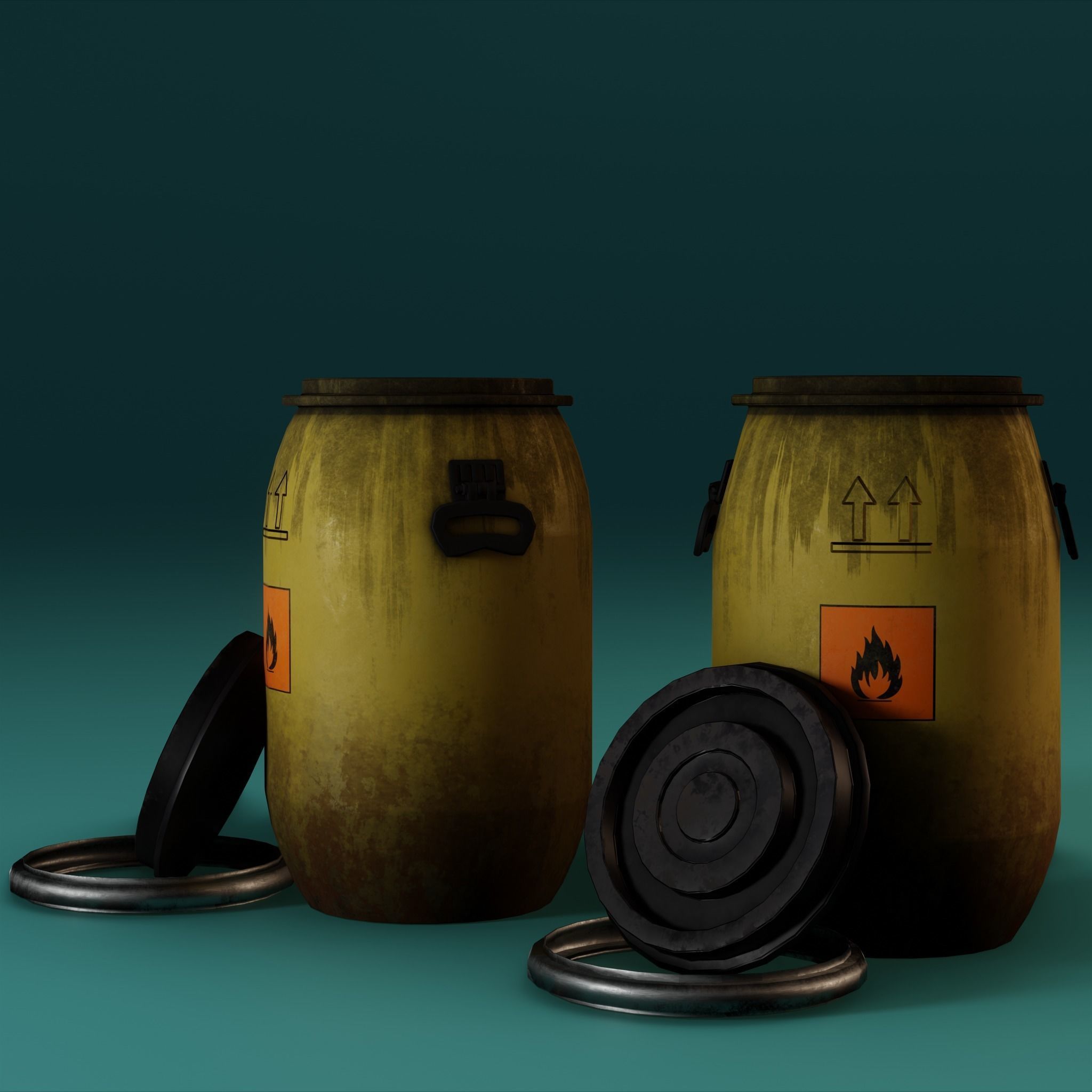 Low Poly Plastic Barrel Low-poly 3D model_12
