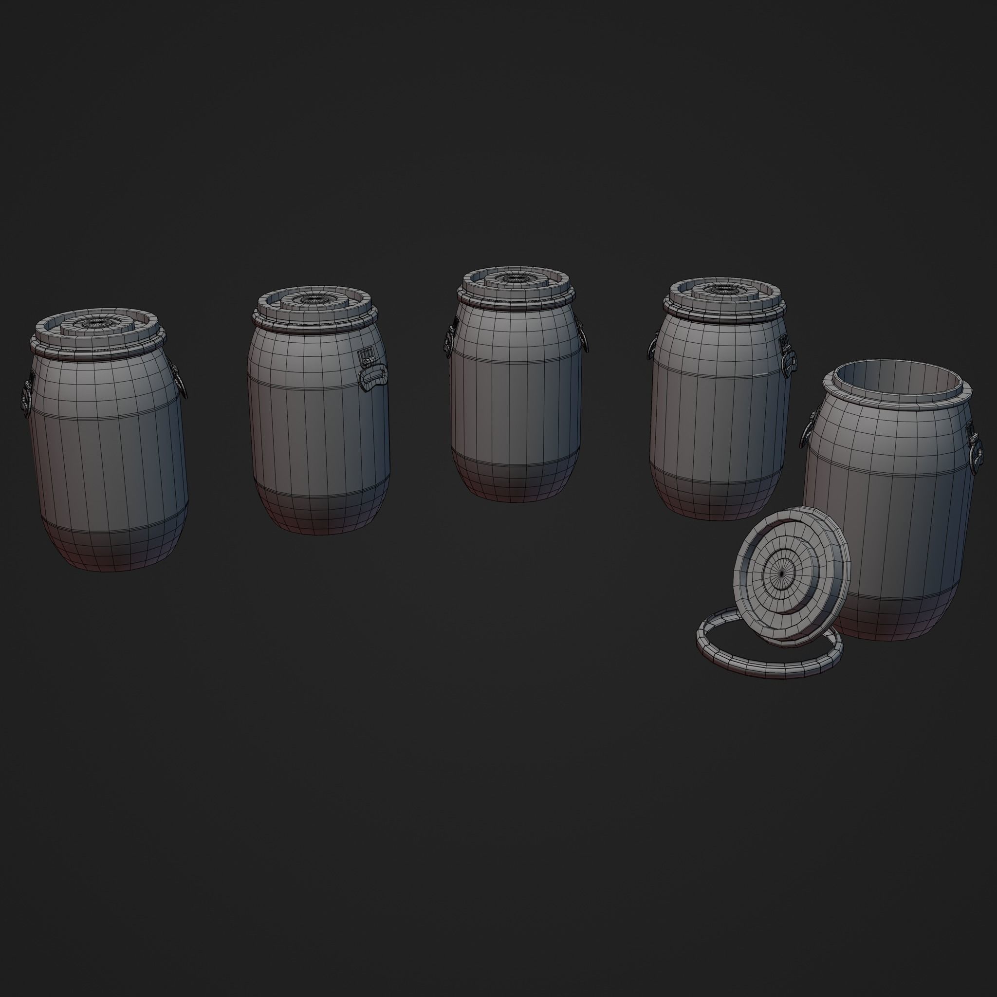 Low Poly Plastic Barrel Low-poly 3D model_1