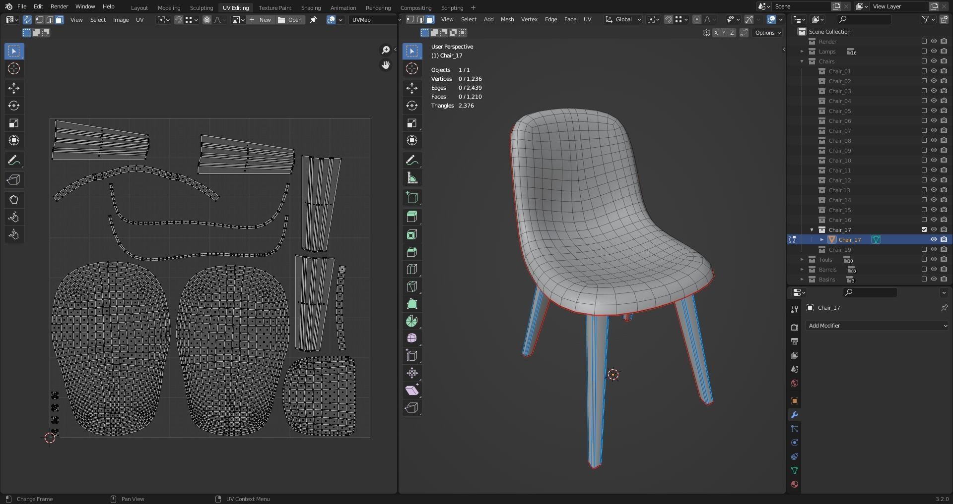 Chair 17 Low-poly 3D model_11
