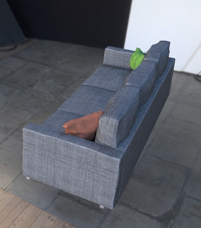 Low-Poly Couch with 4 different texture sets Low-poly 3D model_2