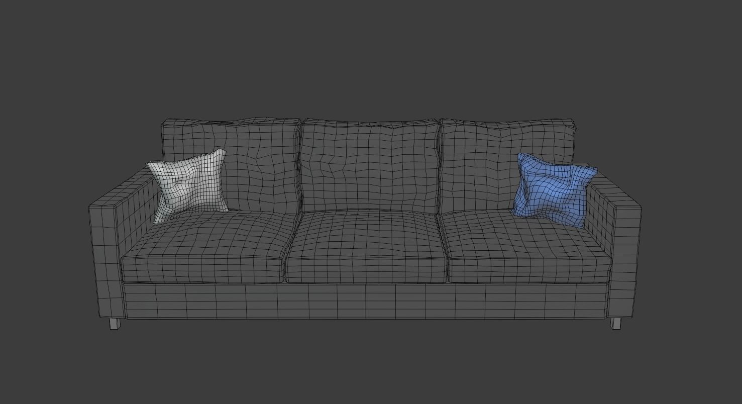 Low-Poly Couch with 4 different texture sets Low-poly 3D model_10