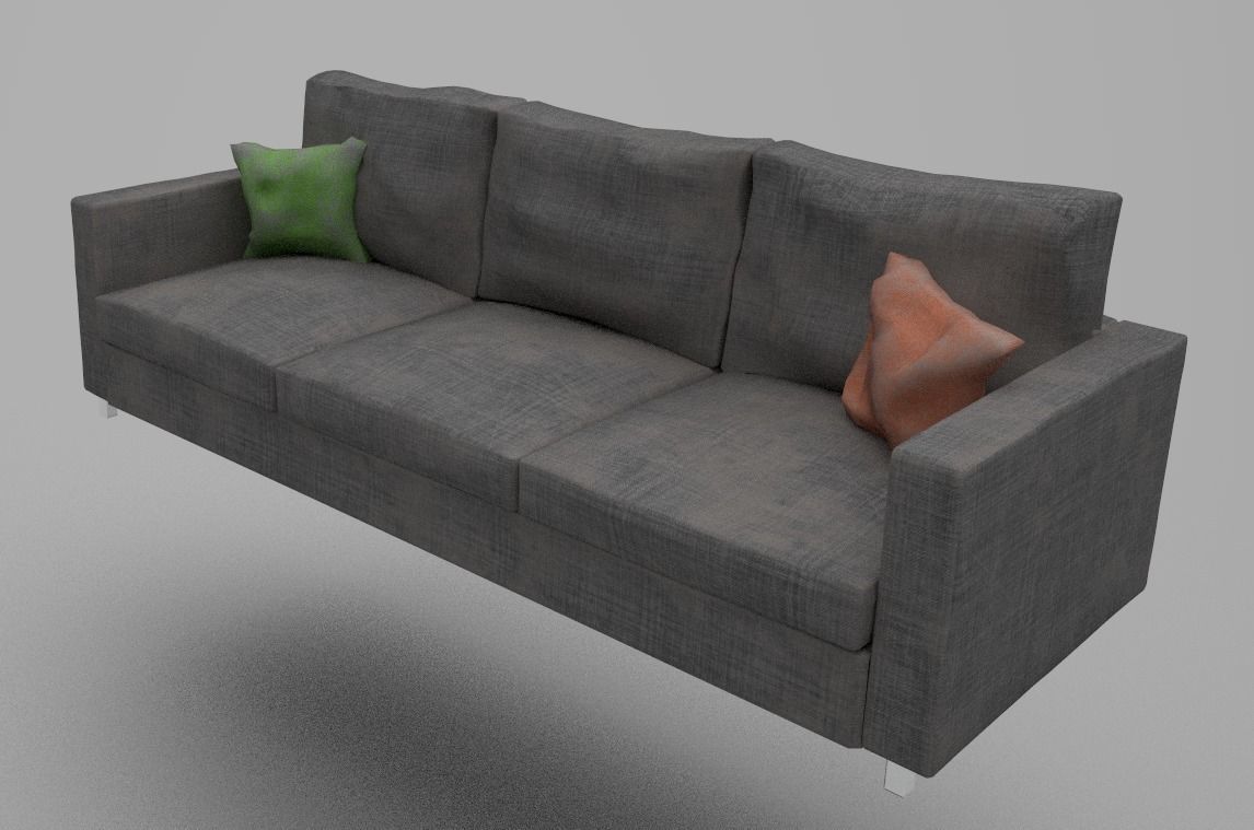 Low-Poly Couch with 4 different texture sets Low-poly 3D model_8