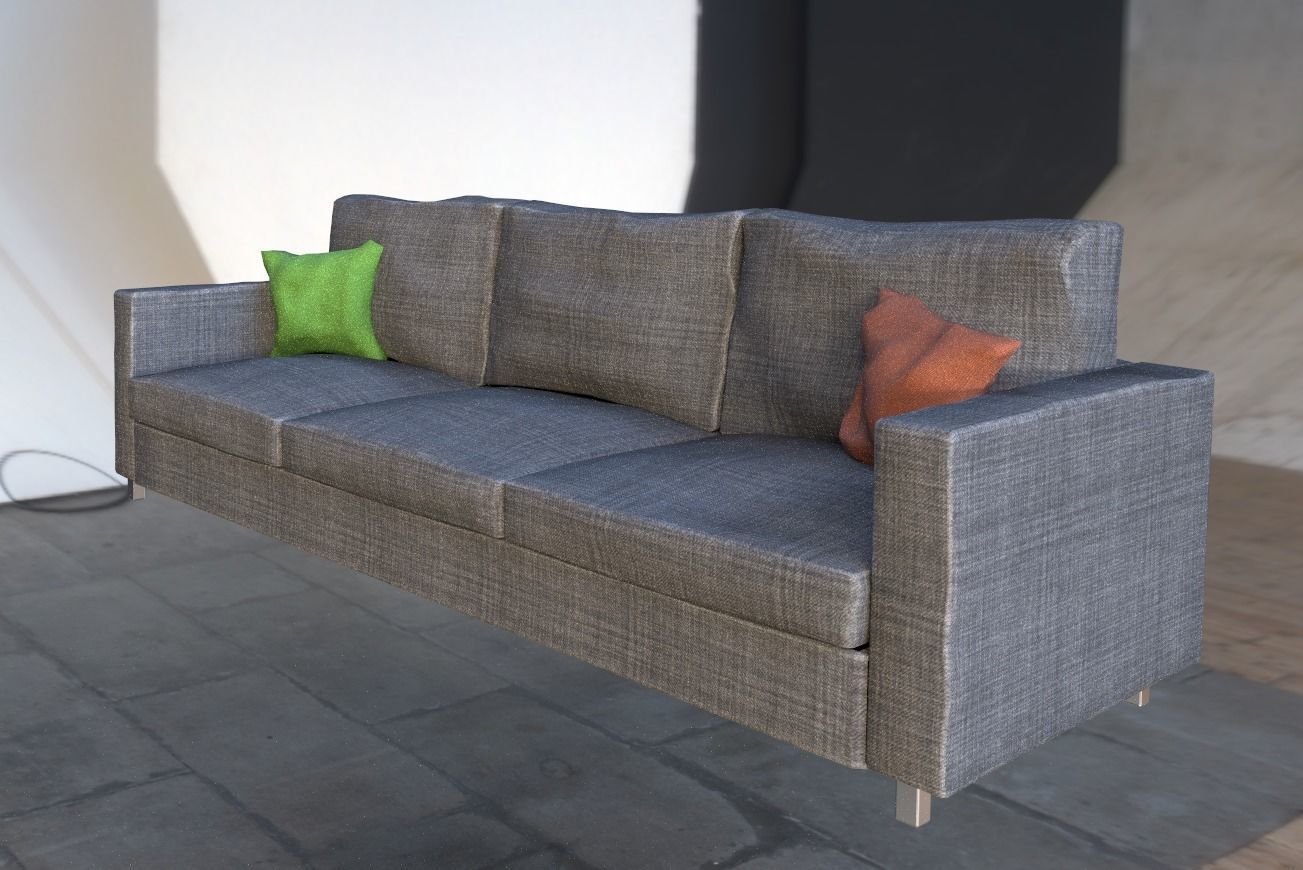 Low-Poly Couch with 4 different texture sets Low-poly 3D model_1
