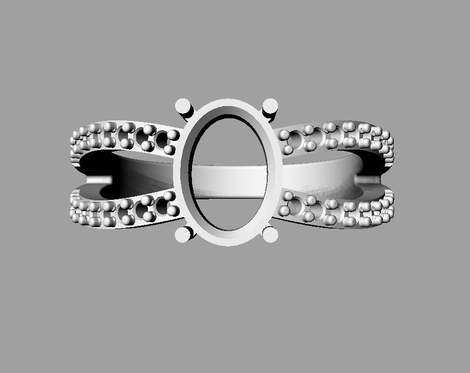 Oval Gemstone Ring 3D print model_20