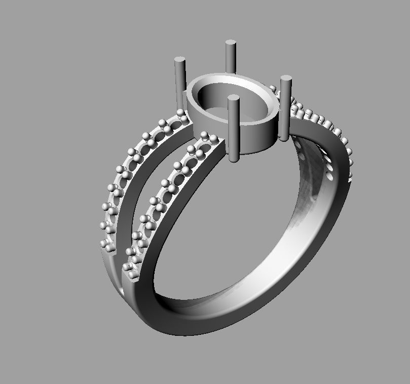 Oval Gemstone Ring 3D print model_19