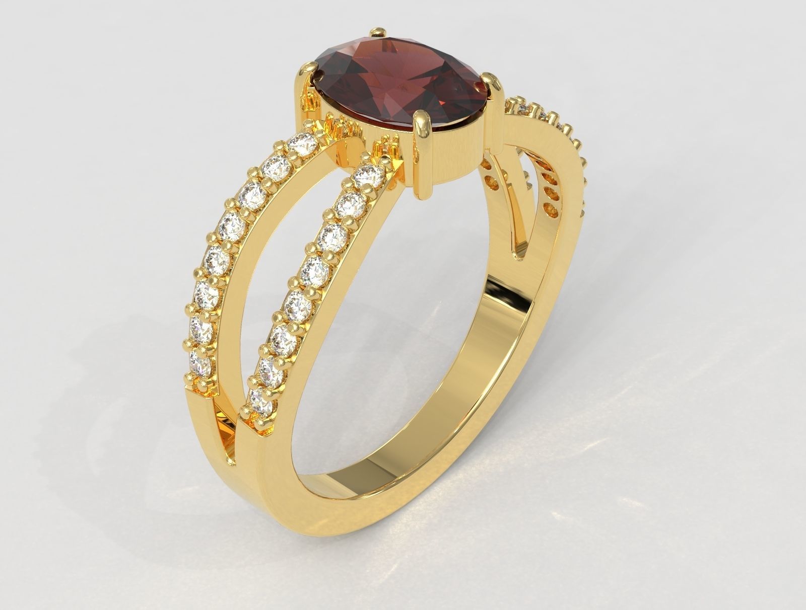 Oval Gemstone Ring 3D print model_2