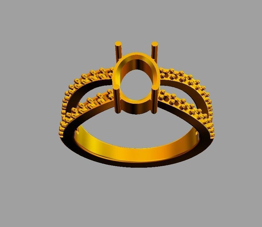 Oval Gemstone Ring 3D print model_8