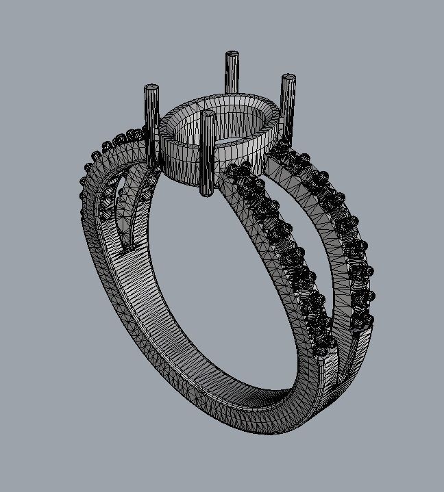 Oval Gemstone Ring 3D print model_16