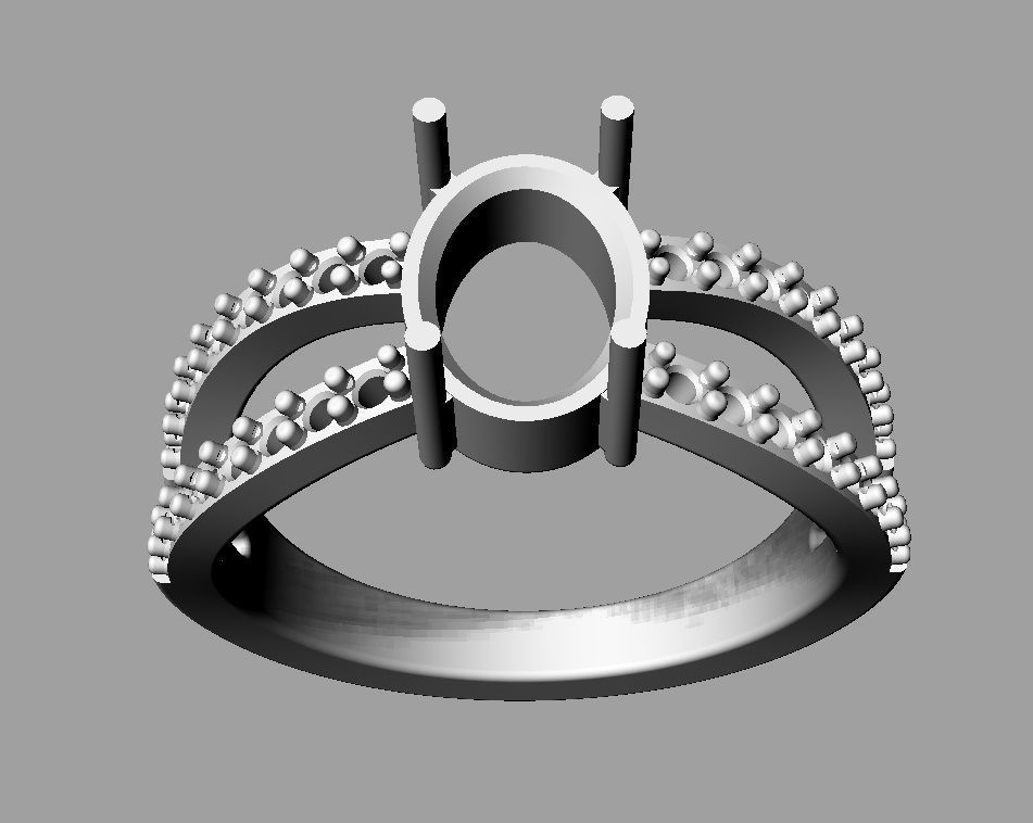 Oval Gemstone Ring 3D print model_18