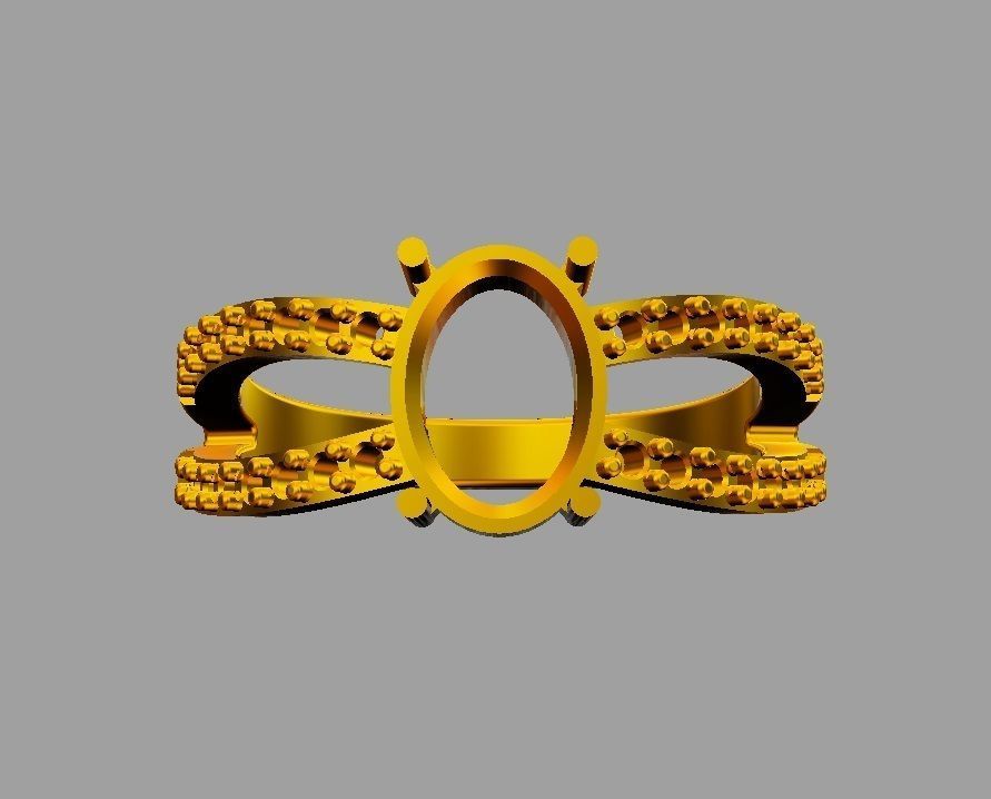 Oval Gemstone Ring 3D print model_13