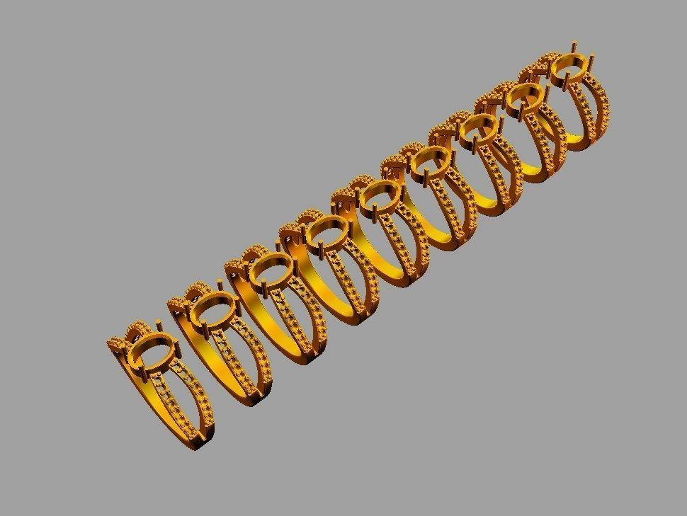 Oval Gemstone Ring 3D print model_7