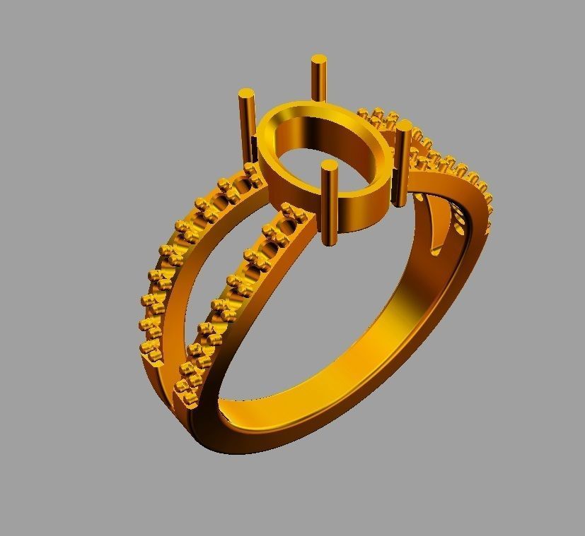 Oval Gemstone Ring 3D print model_9