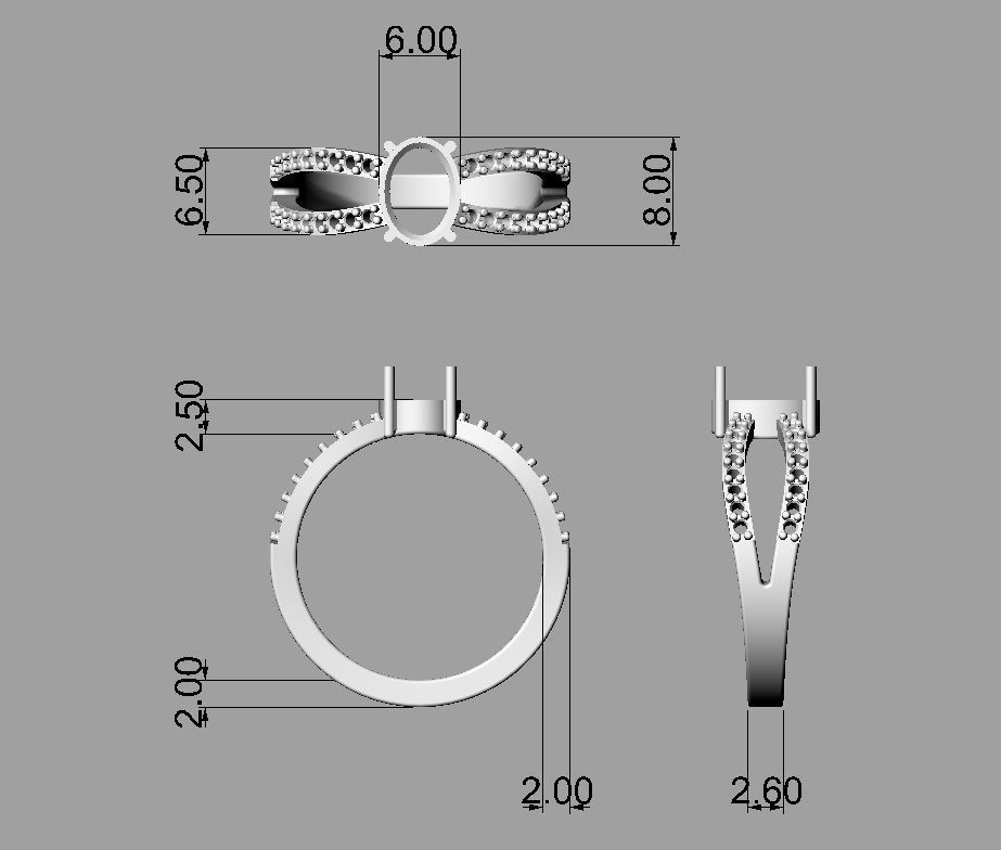 Oval Gemstone Ring 3D print model_5
