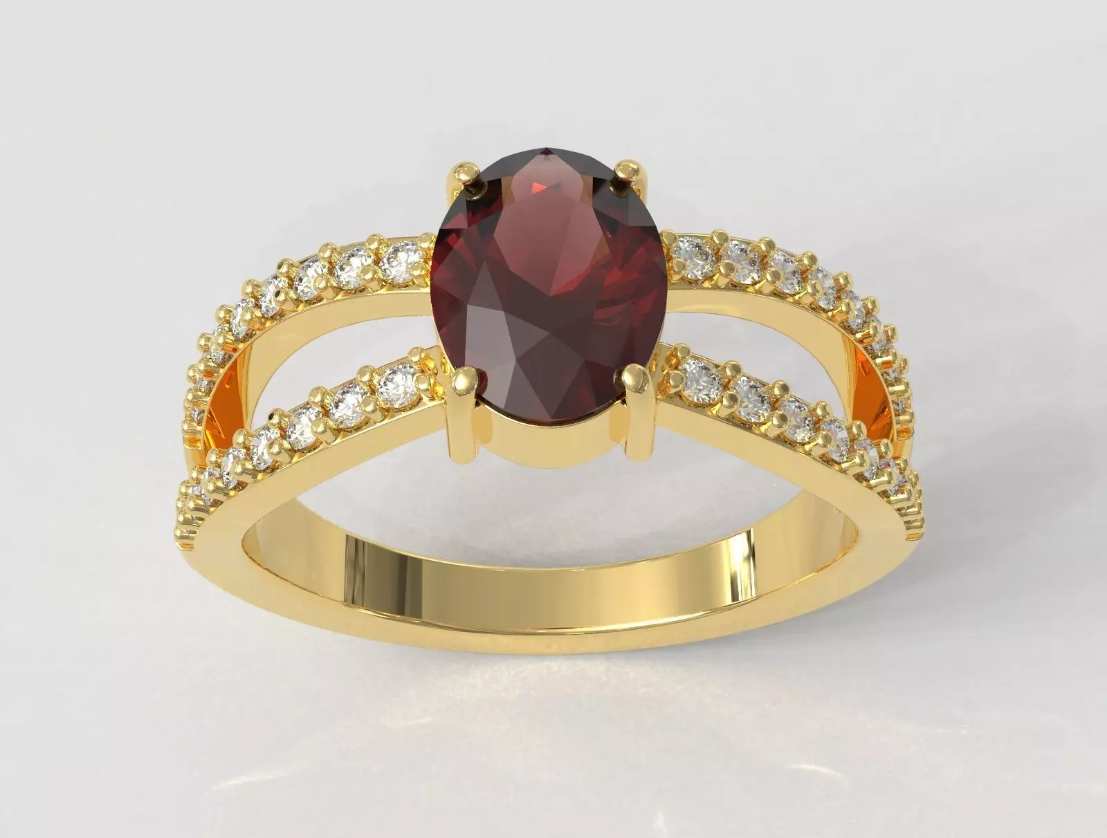 Oval Gemstone Ring 3D print model_0