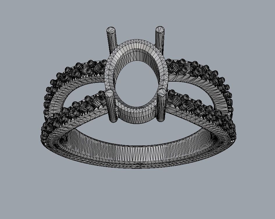 Oval Gemstone Ring 3D print model_15