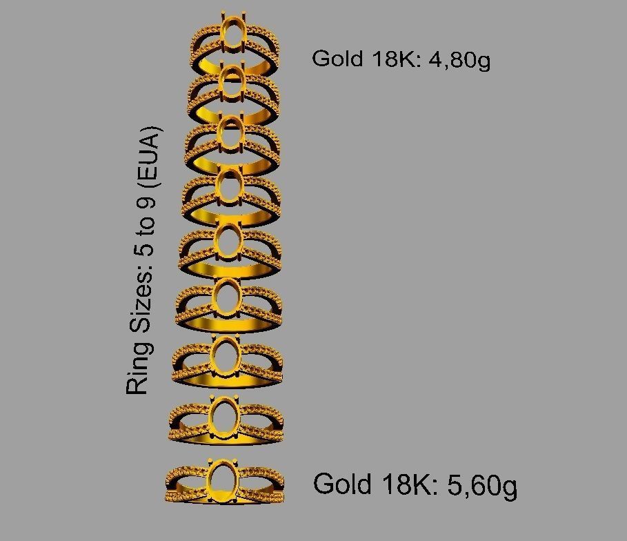 Oval Gemstone Ring 3D print model_6